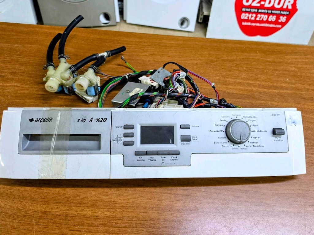 Arçelik 8104 HT Çamaşır Makinesi Ön Panel, Elektronik Kart ve Ventille