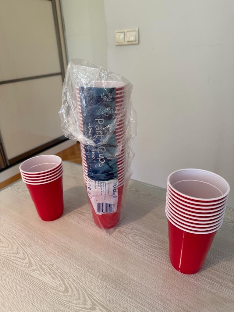45 Adet Huhtamaki Kırmızı Parti Bardağı (400 ml)+Çerez Kasesi - 7