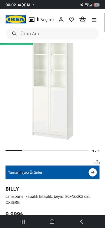 ikea billy 2 adet cam panel kapaklı kitaplık - 2