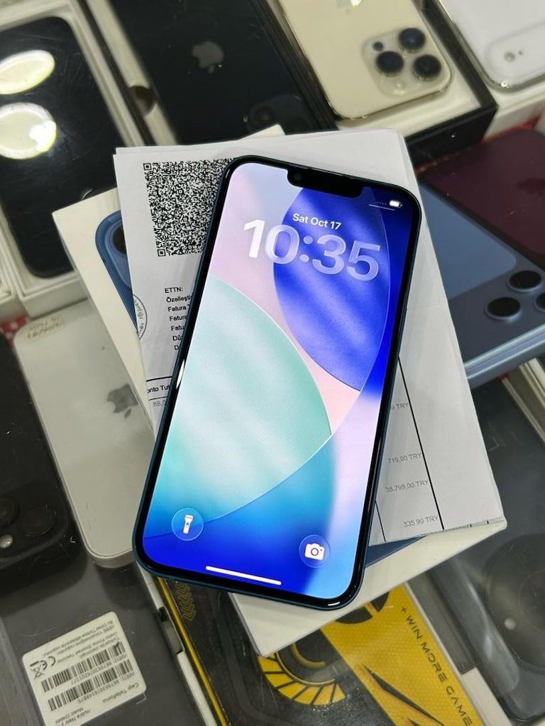 İPHONE 13 128 GB PİL SERVİS TEMİZ ORJINAL KUTU FATURA ŞARJ KILIF - 4