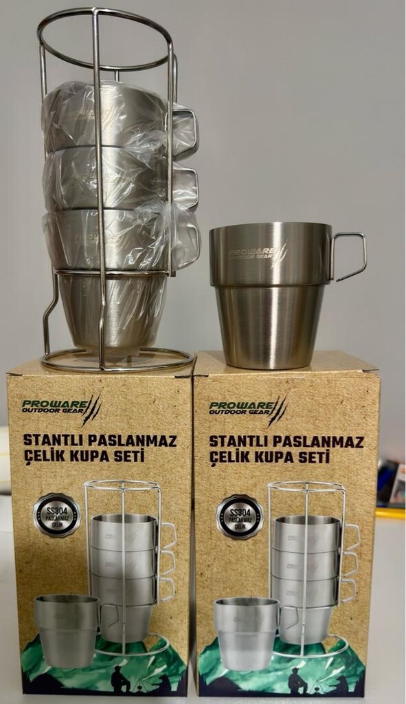 Paslanmaz Çelik 4’lü Stantlı Kamp Kupa Seti - 2