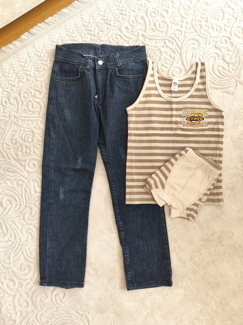 JEAN KOT PANTOLON + ATLET BOXER TAKIM çocuk 7 yaş