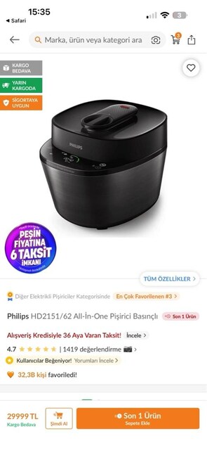 Philips elektronik buharlı düdüklü