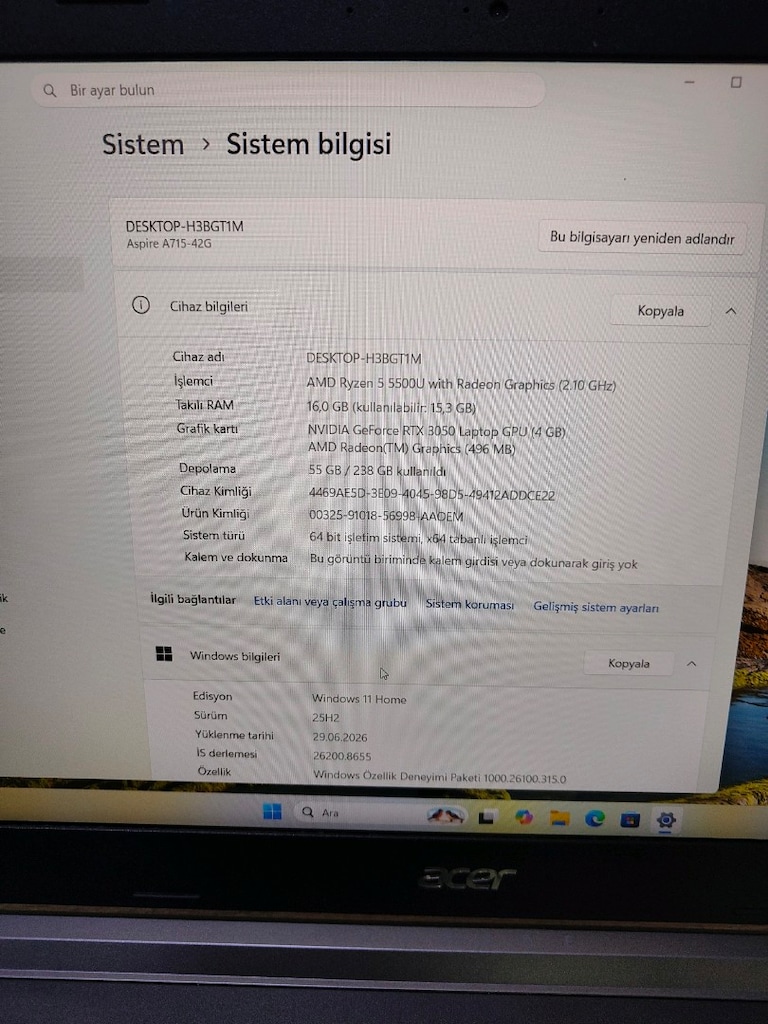oyuncu Acer leptop notebook bilgisayar - 7
