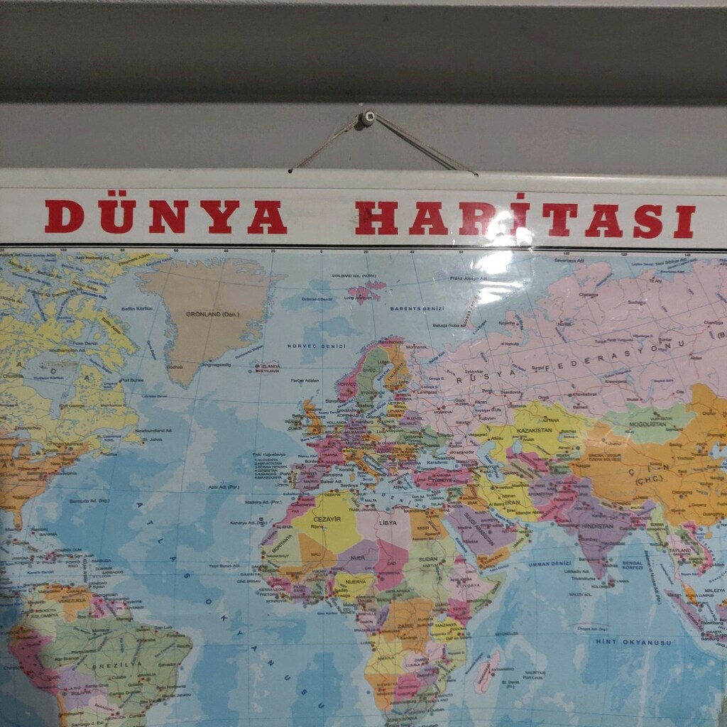 Türkiye ve dünya haritası arkalı önlü en 1 metre boy 70 santim - 2