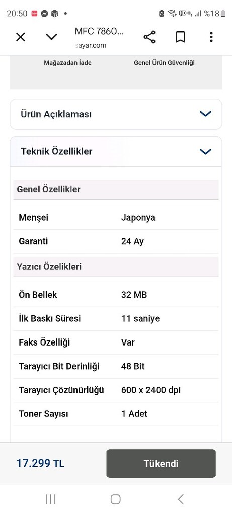 BROTHER MFC7860DW yazıcı tarayıcı fax makinesi - 2