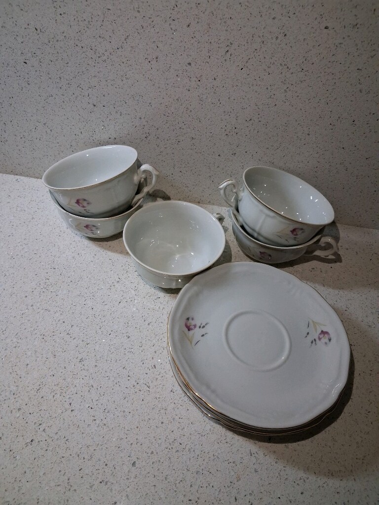 60 Yıllık Bulgaristan Malı Vintage 5’li Çay Fincanı Takımı - 5