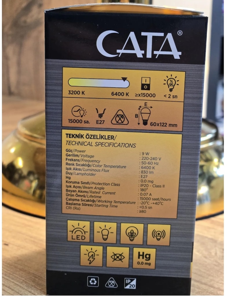 10 ADET CATA CT-4229 ŞARJLI 9 W BEYAZ LED AMPÜL - 3