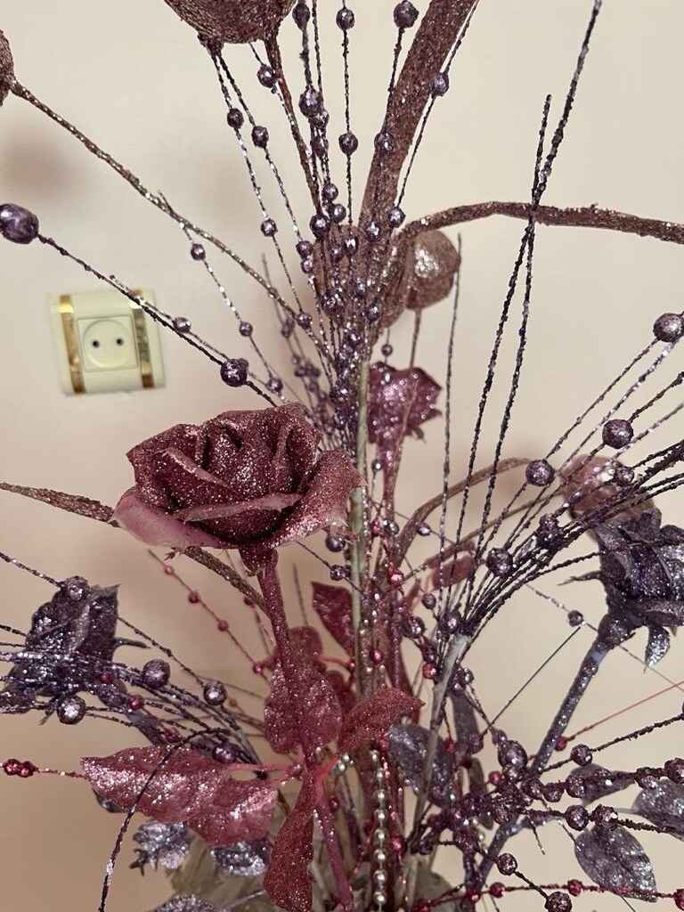 Simli çiçek cam vazo - 2