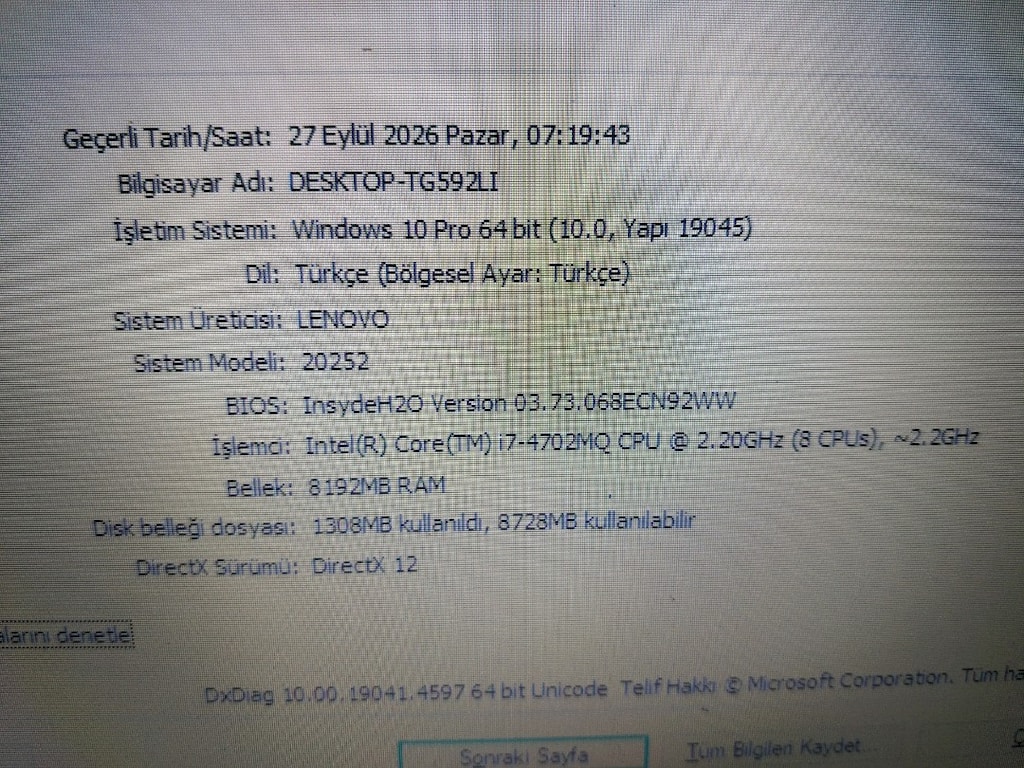 Lenovo dev ekran laptop i7 işlemci 8ram SSD li - 11