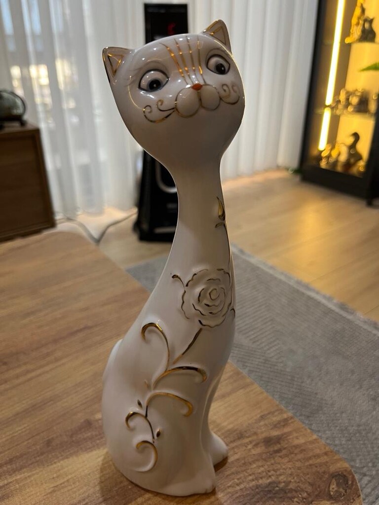 porselen 30 cm biblo kedi - 7