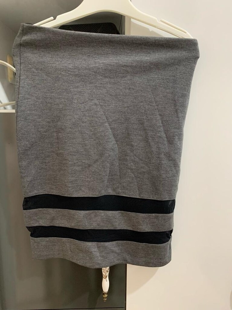 H&M gri siyah altı şifon XS kalem etek