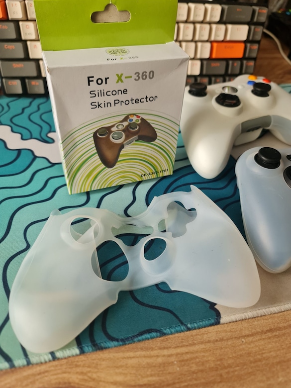 xbox360 gamepad kutulu silikon koruma kılıfı beyaz şeffaf saydam - 2