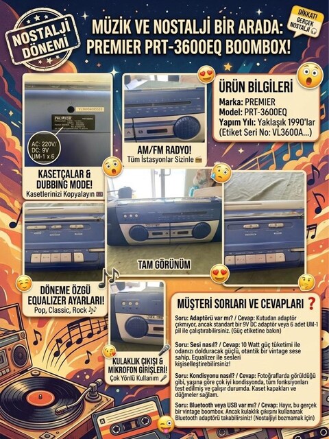 Premier PRT-3600EQ Kasetçalar Radyo