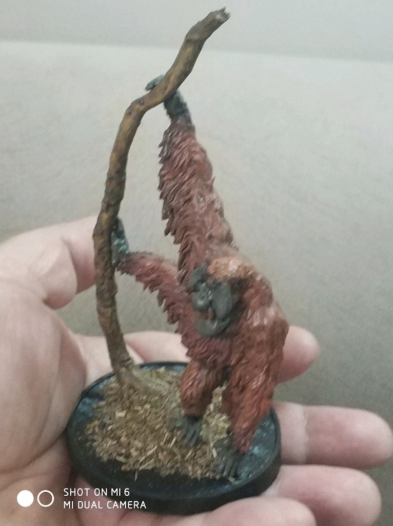 Koleksiyonluk El Boyaması Sumatran Orangutan Minyatürü (FRP / Diorama - 16