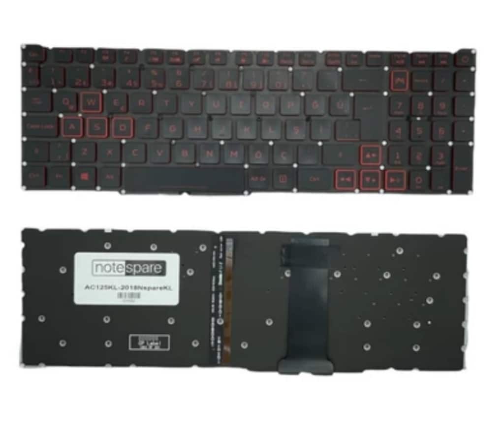 Acer ile Uyumlu Nitro 5 AN515-54-51SC Işıklı Klavye Siyah Tr