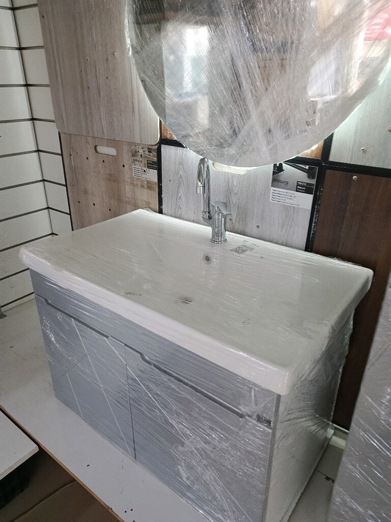 80cm mebran kapakli banyo dolabi - 9