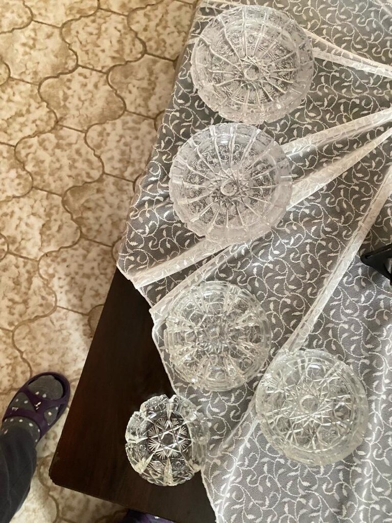 kristal kesme vazo ve kül tablası/ - 3