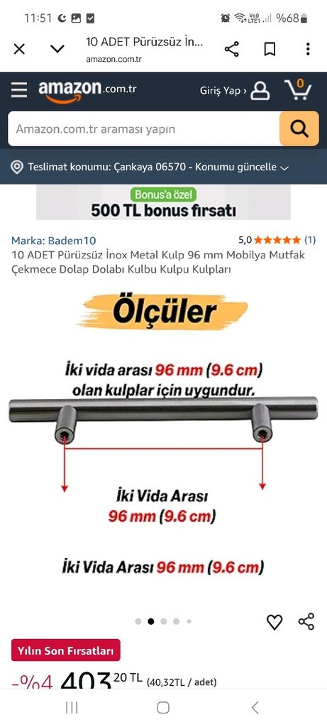 Krom Dolap kulbu. Adet fiyatıdır. - 15