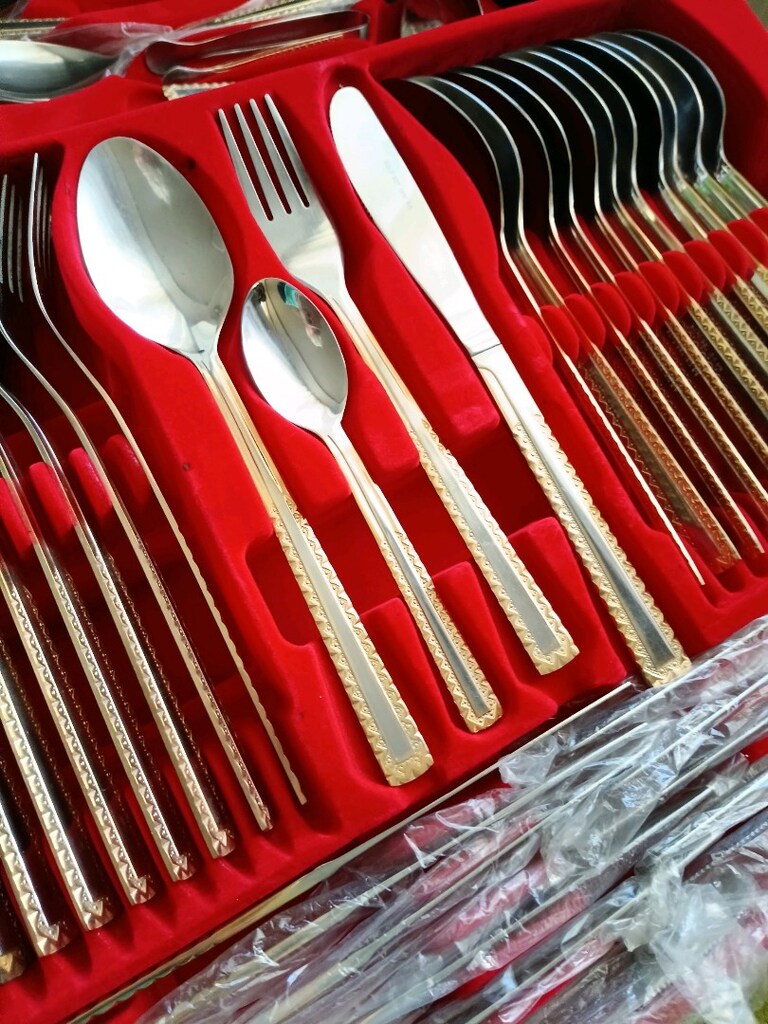 Gold set kaplama çatal kaşık bıçak seti - 3