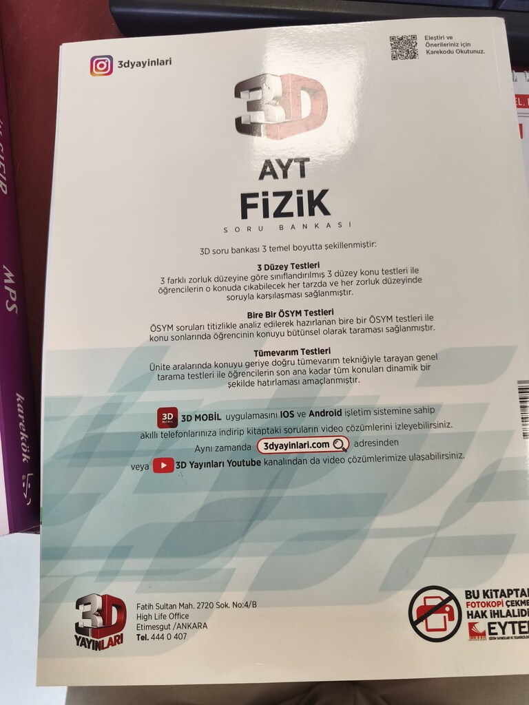AYT Fizik Soru Bankası 3D Yayıncılık 2025 Basım - 3