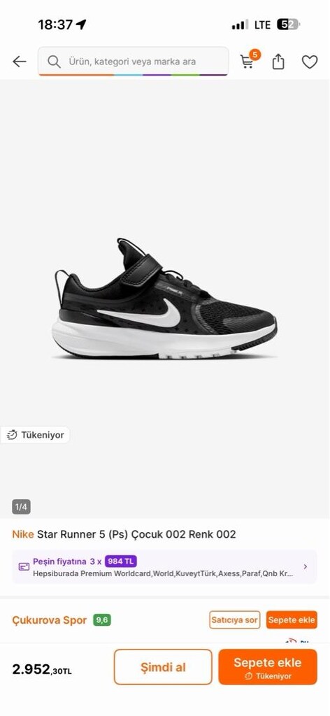 Nike Star Runner 5 PS Siyah Beyaz 31 Numara/ Çok Temiz, Az Kullanılmış - 8
