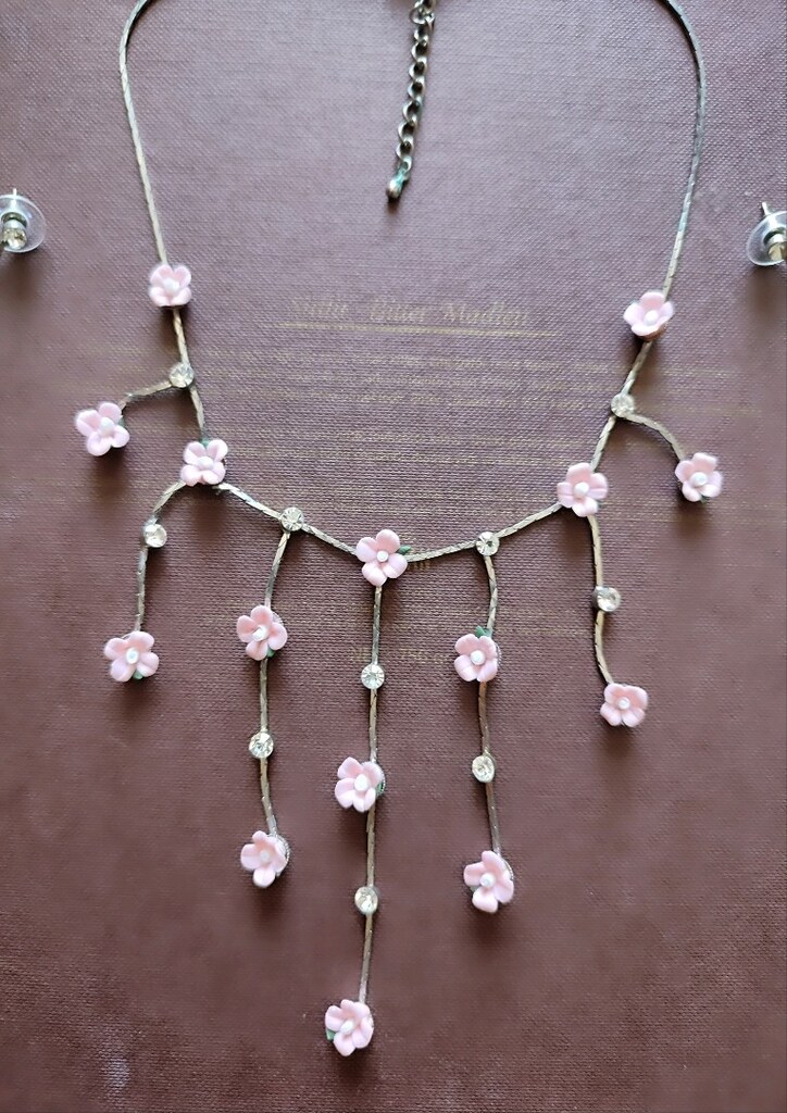 Çiçekli Kolye Küpe Set - 5