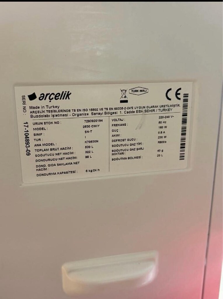 6 yıllık kullanımlı Arızasız Arçelik 2530 CMIY Buzdolabı - 3