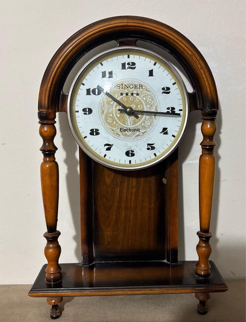 Vintage Singer Ahşap Dekoratif Quartz Duvar Saati - 2