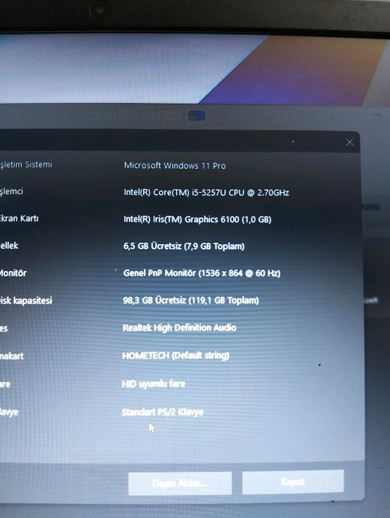 HOMETECH ALFA 590S i5 5. nesil işlemcili laptop - 6
