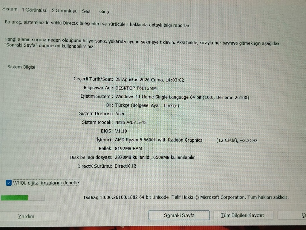 ACER NİTRO V R5 5600H 8GB RAM RTX 3050 4GB EKRAN KARTI - 5