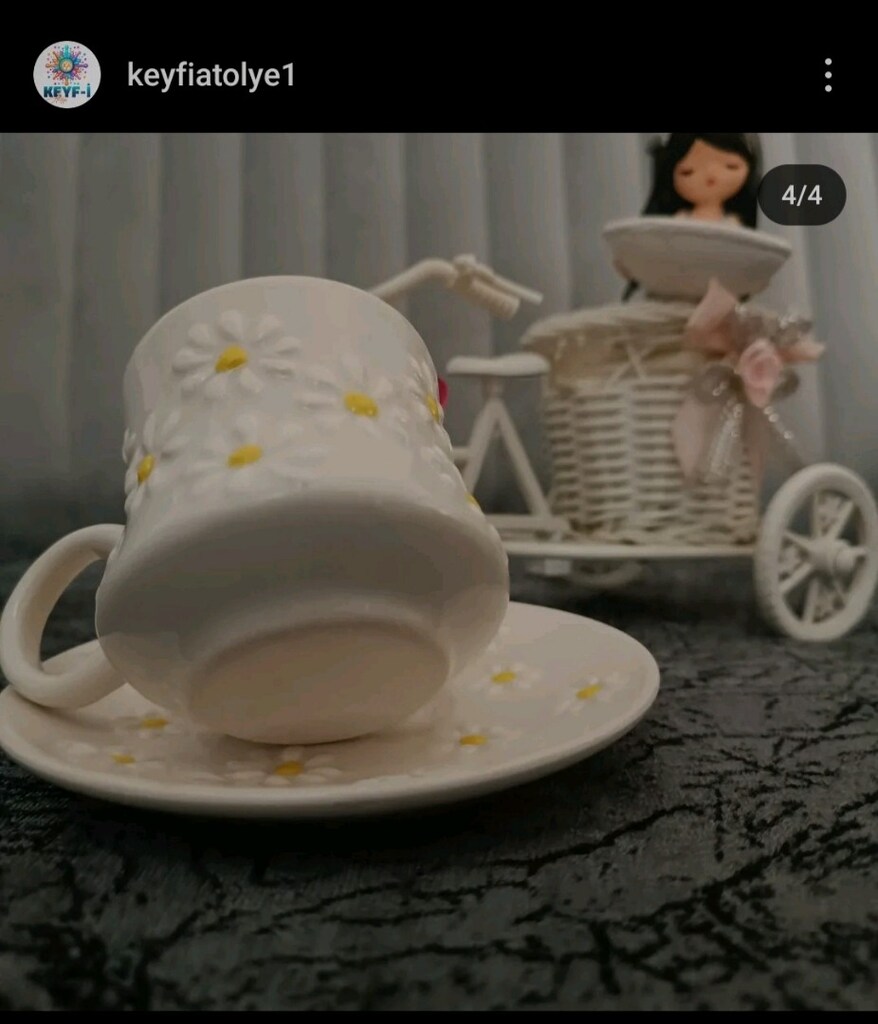 el yapımı kabartma desenli 2 li kahve fincani - 2