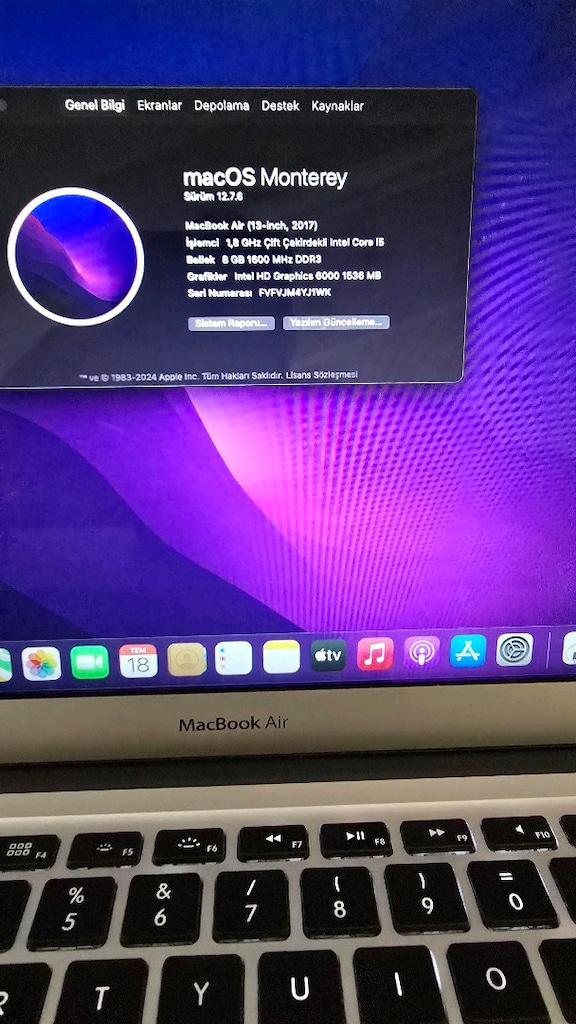 MCBOOK AİR 2017/İ5 İŞLEMCİ/8 GB RAM/128 GB HAFIZA - 2
