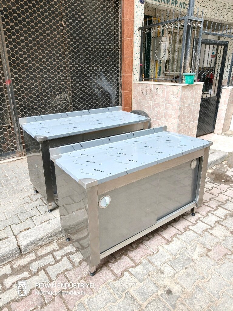 140 cm krom tezgah hazır mutfak krom çalışma tezgahı endüstriyel tezga - 3