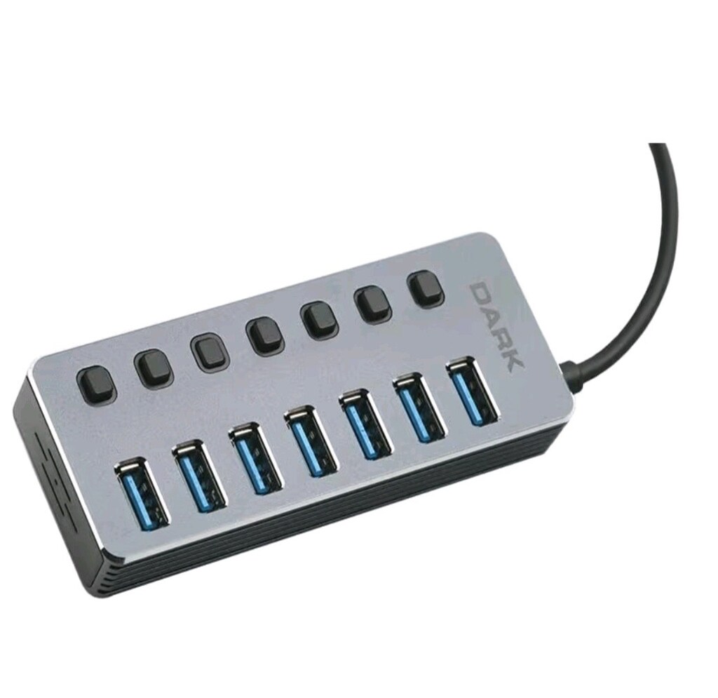 DARK Connect Master 7+1 Hızlı Şarj Adaptörlü USB Hub, USB 3.0 - 7