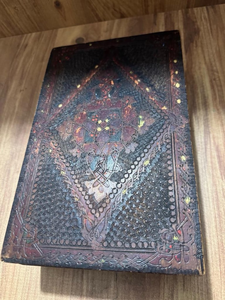 Antika El Oyyması Otantik Masif Ahşap Takı ve Aksesuar Kutusu - 3