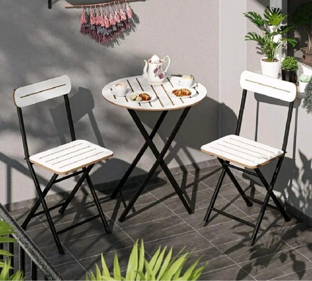 Mdf bistro kırma katlanır balkon bahçe cafe mutfak masa seti - 2