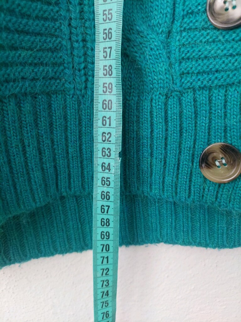 Vintage Stil Oversize Kesim V Yaka Yeşil Örgü Hırka - 7