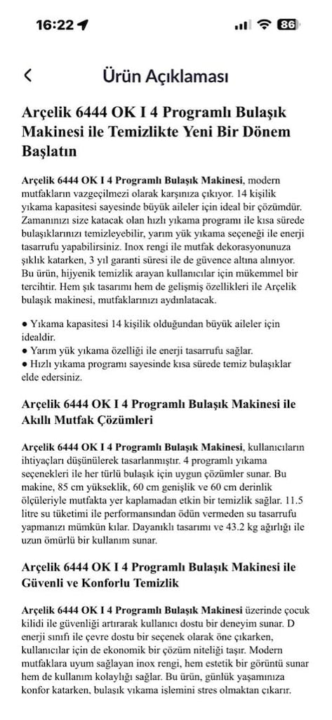 Arçelik Bulaşık Makinesi 6444 OK 4 Programlı - 4