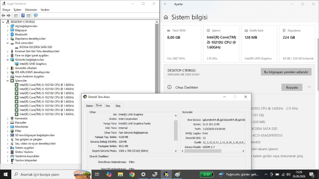 İ5 10.NESİL - 8 GB RAM - 256 GB SSD - SAĞLAM BATARYALI CASPER LEPTOP - 4