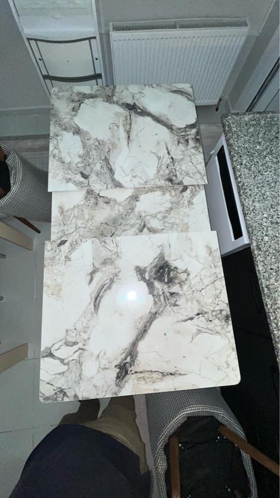 Mermer Desenli Açılır Yemek / Mutfak Masası - 4