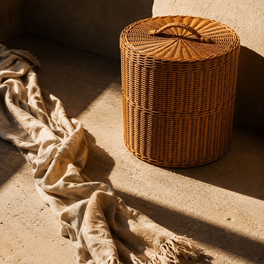 MINTY Kapaklı Rattan Çamaşır ve Organizer Sepet 35-40 cm – Sıfır - 6