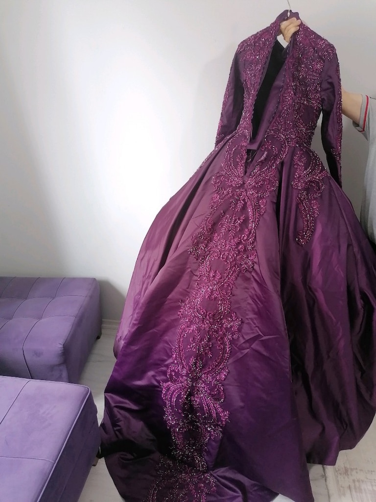 Nişanlık mor 38 beden prenses model - 5