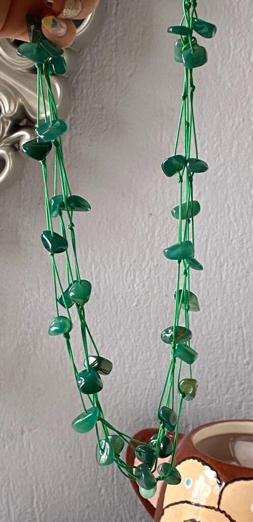 YEŞİL AKİK Vintage Doğaltaş Kolye - 16