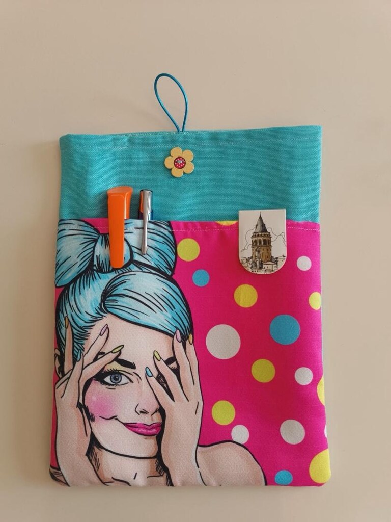 El emeği renkli Pop Art Kumaş Kitap Kılıfı - 2