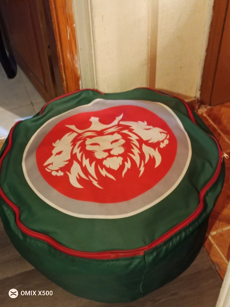 aslan lı yuvarlak armut puf minder - 6