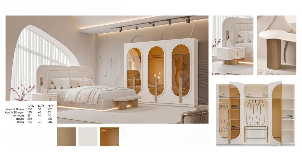 Sıfır, %100 MDF , 6 Kapılı Gardırop - Aytaşı - 16