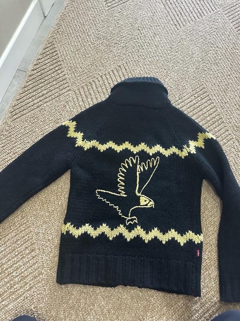 Lives vintage Siyah Fermuarlı,Desenli,sırt detaylı %100yün hırka - 3