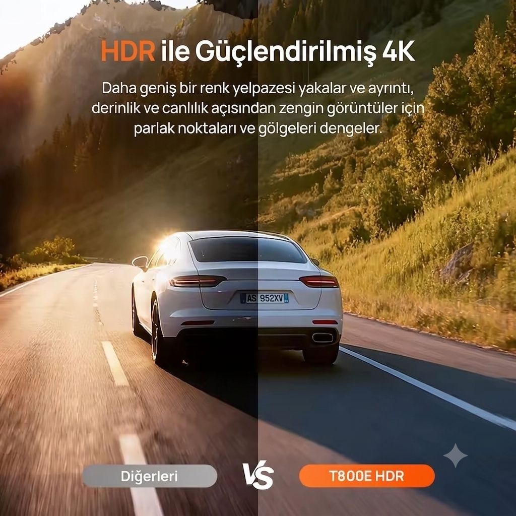 70mai T800E 3 Kanallı Ön Arka İç Mekan Kamera + UP03 Park Modu Kiti - 7
