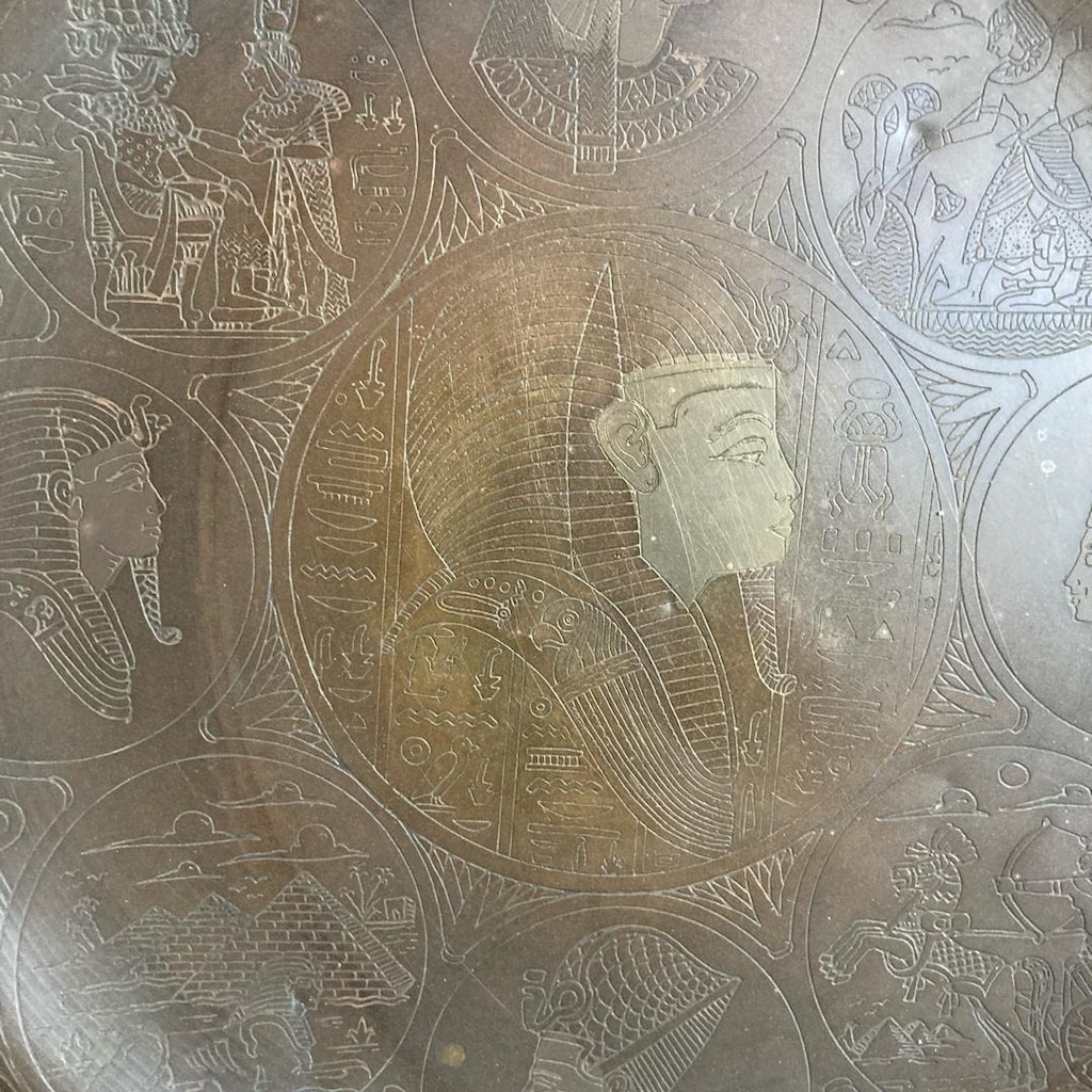 Bakır Mısır Temalı Firavun Detaylı Duvar Tabağı - 2